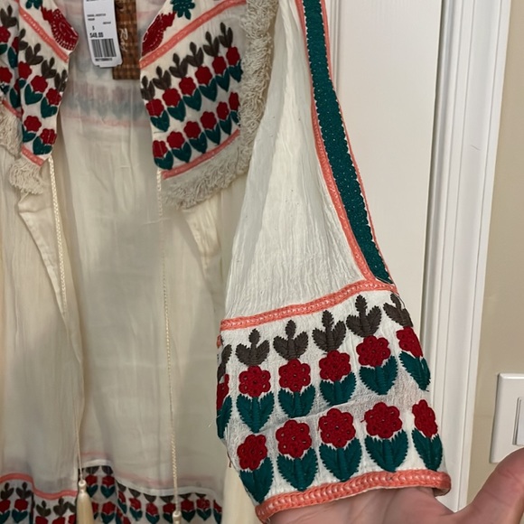 Embroidered Jacket Kimono Boho Style with Tassels Size S - Picture 6 of 7